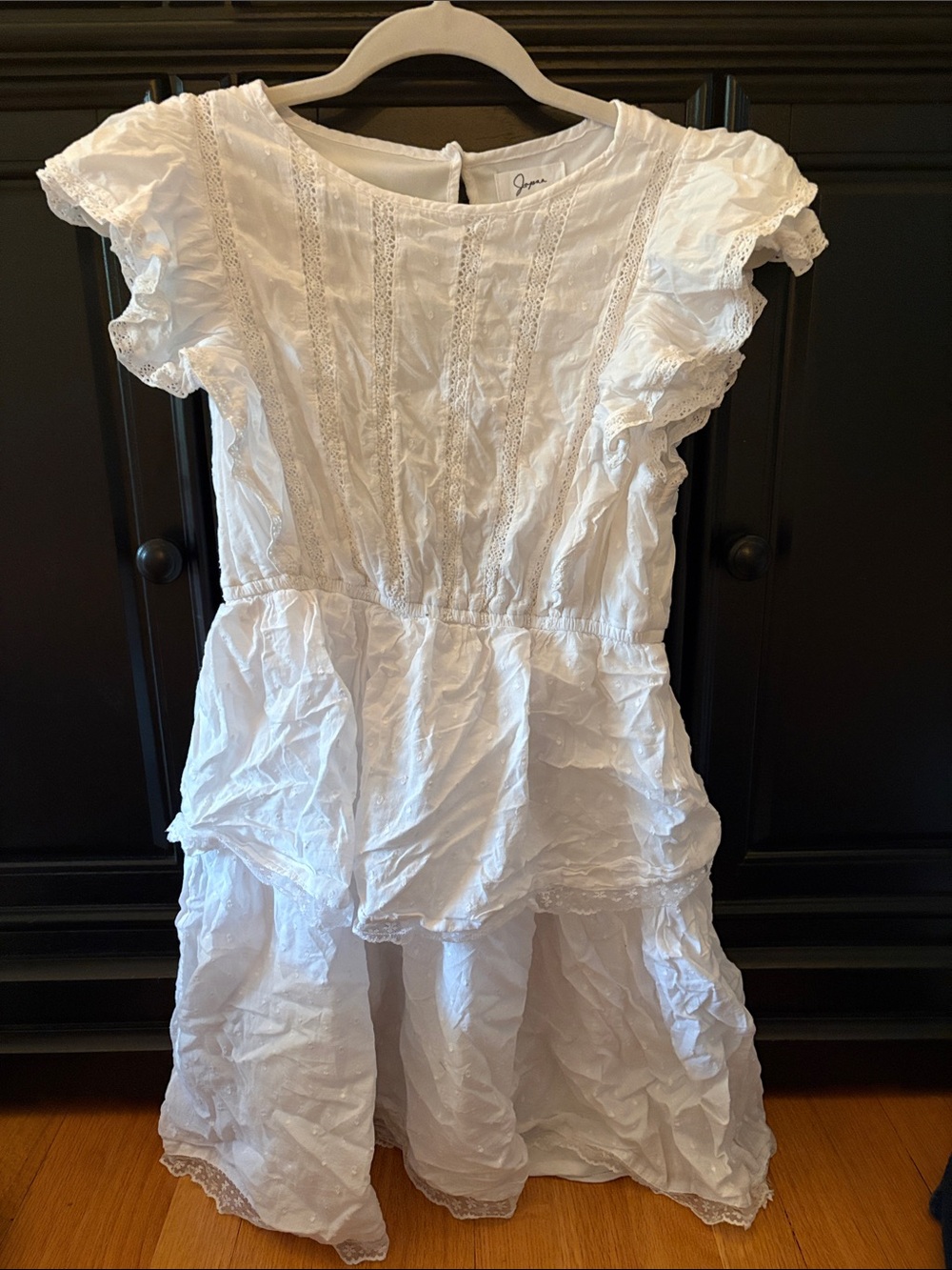 White Ruffled Lace Tiered Girls' Formal Dress